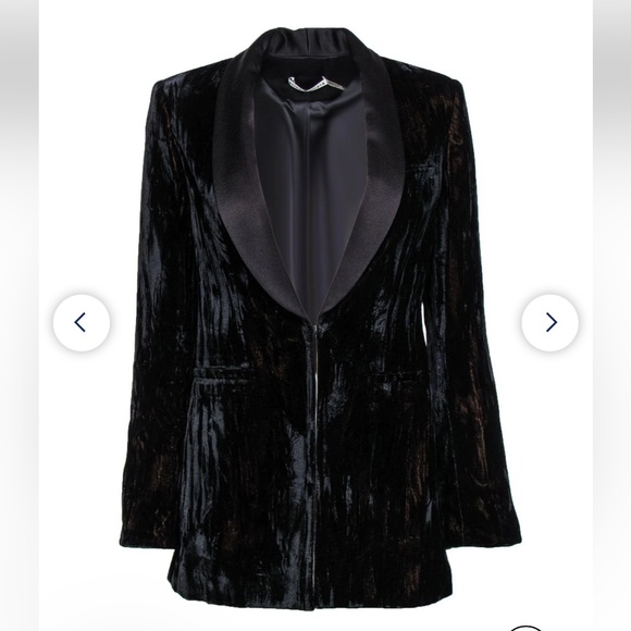NEW Alice + Olivia Macey Crushed Velvet Blazer Black Size 10 - Picture 3 of 8